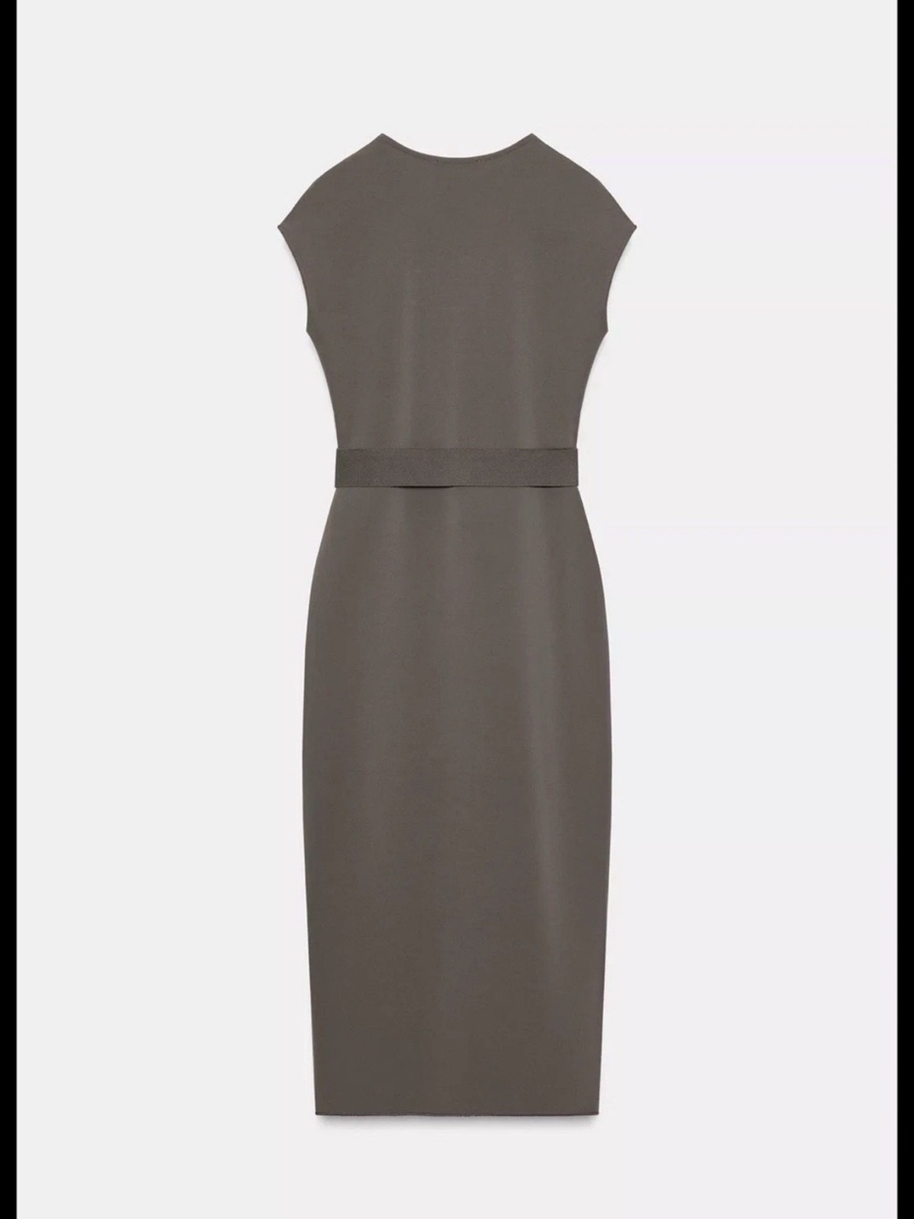 ZARA ! BELTED STRETCH MIDI SIZE SMALL COLOR MID KHAKI REF 5584/204 - Picture 6 of 6